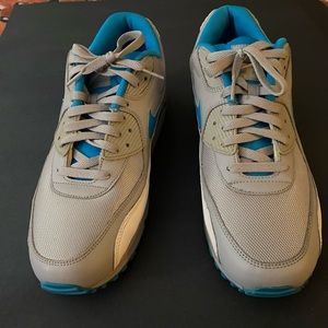 Nike Air Max. Men’s size 13. Silver and turquoise. Lightly used.